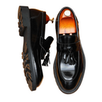 Men's Glossy Round Toe Tassel Leather Loafers