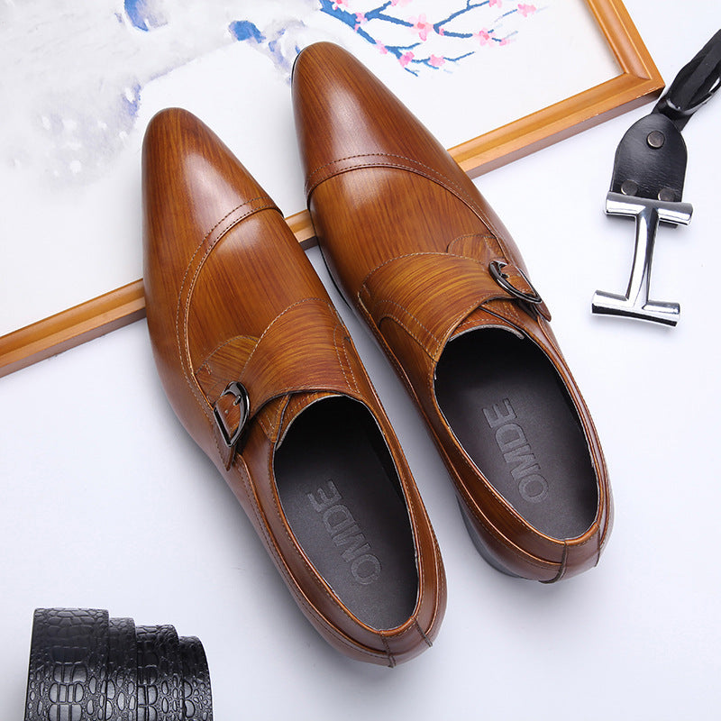 Men's Sleek Single Buckle Shoes: Posh Fashion Reception Dress Shoes