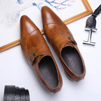 Men's Sleek Single Buckle Shoes: Posh Fashion Reception Dress Shoes