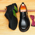Men's Smooth Vamp Single Monk Strap Round Toe Leather Shoes