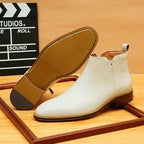 Men's Plain Wingtip Leather Side-Zip Dress Boots