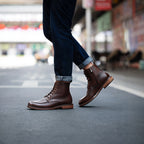 Men's Leather Moc Toe Side-Zip Lace-Up Ankle Boots