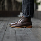 Wingtip Brogue Leather Back-Zip Lace-Up Boots for Men