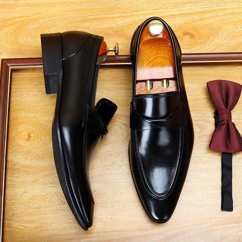 Men's Vintage Pointed Toe Slip-On Leather Loafers