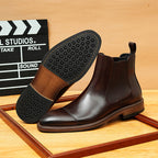 Men's Classic Cap Toe Slip-On Leather Chelsea Boots