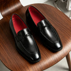 Men's Burnished-Style Leather Formal Dress Loafers