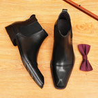 Men's Fashion Cap Toe Slip-On Leather Chelsea Boots