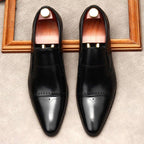 Men's Stitched Cap Toe Pointed Dress Loafers