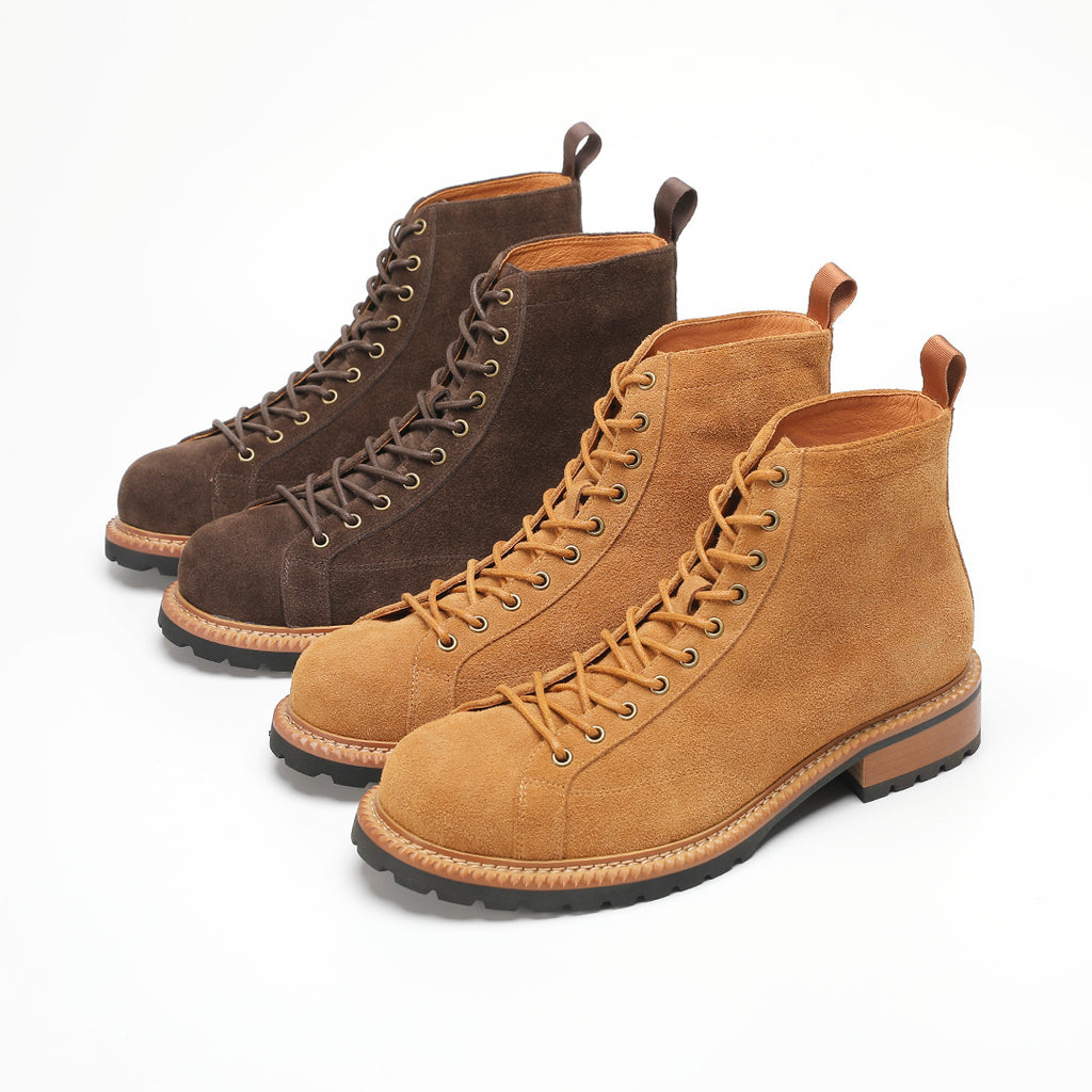 Lace-to-Toe Suede Lug Sole Boots for Men