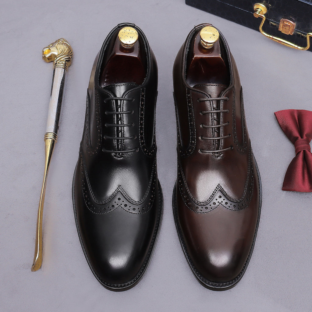 Men's Wingtip Brogue Chisel Toe Leather Oxfords