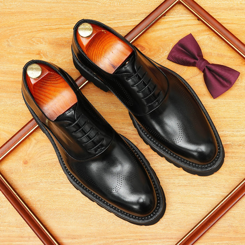 bomeishoes thick sole formal shoes Lace-up Brogue Oxford dress shoes