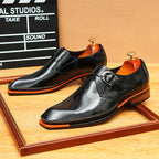 Men's Crossover Single Monk Strap Leather Formal Shoes