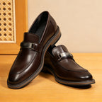 Men's Vintage Pointed Toe Leather Wedding Dress Loafers