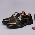 Men's Chunky Lug Sole Cap Toe Haircalf Leather Derbies
