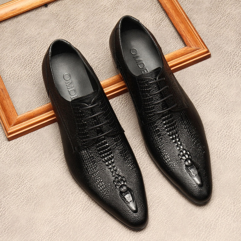 Men's Raised Crocodile Embossed Derby Dress Shoes