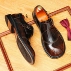 Men's Classic Round Toe Single Monk Strap Leather Formal Shoes