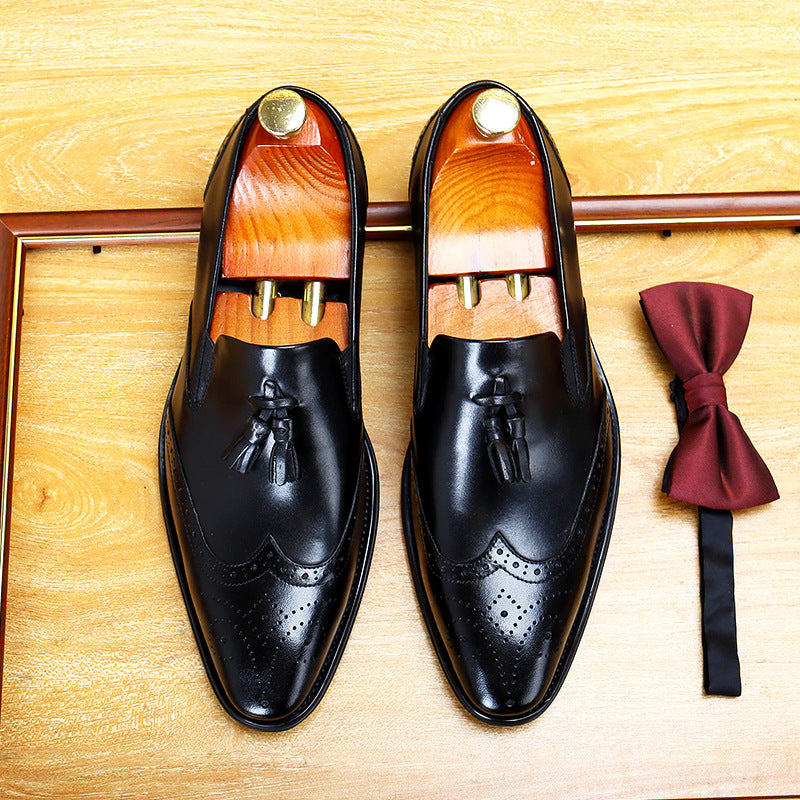 Men's Classic Leather Brogue Tassel Loafers