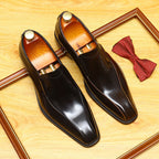 Men's Burnished Patent Leather Pointed Toe Loafers