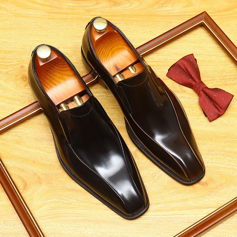 Men's Burnished Patent Leather Pointed Toe Loafers