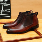 Men's Genuine Leather Slip-On Chelsea Dress Boots