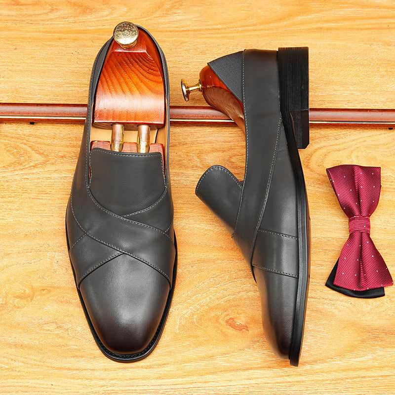 Men's High-Gloss Patchwork Leather Dress Loafers