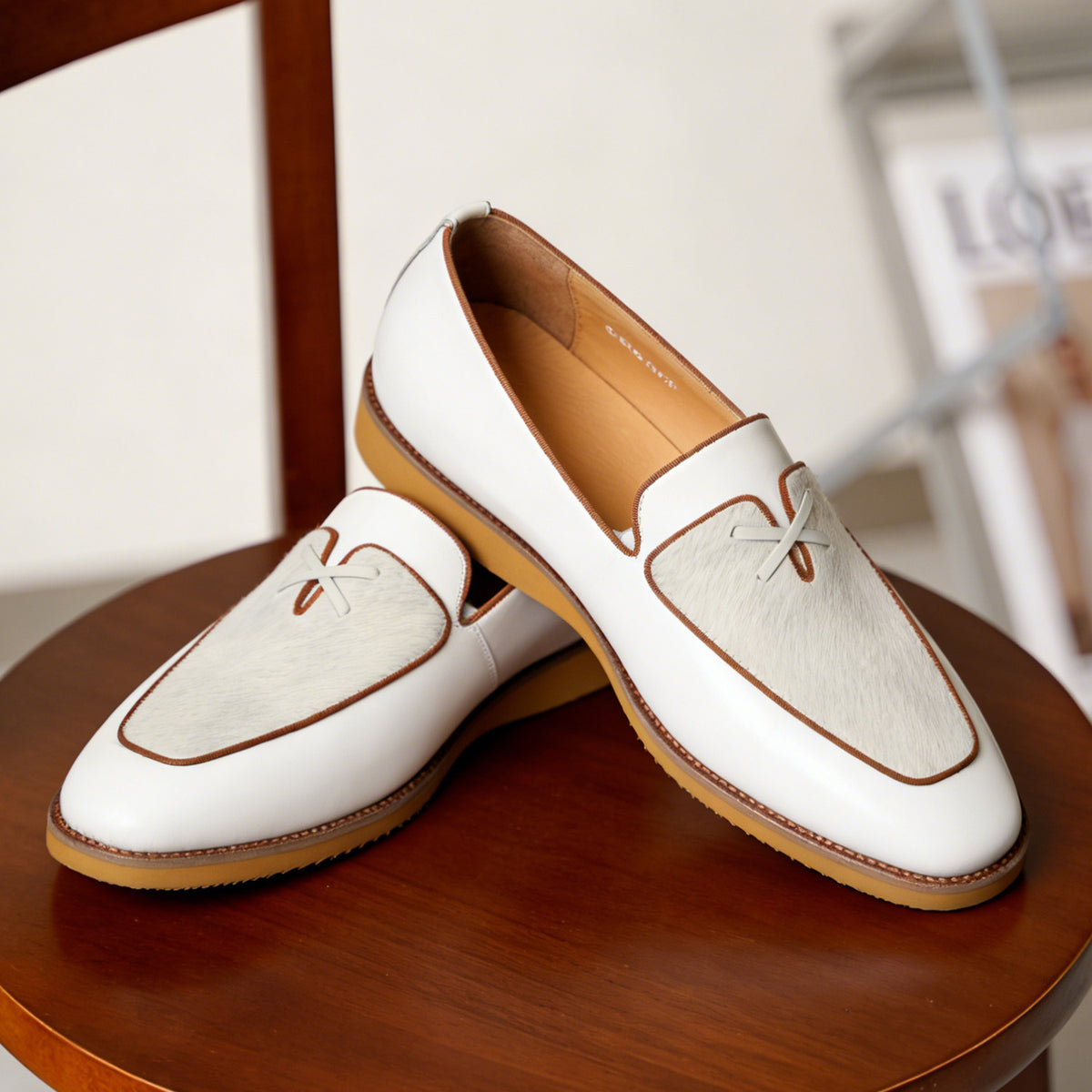 Men's Textured Leather Thick Sole Casual Dress Loafers