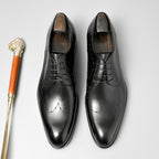 Men's Hand-Burnished Leather Wingtip Brogue Derby Shoes