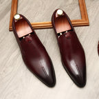 Men's Minimalist Pointed Toe Leather Dress Loafers