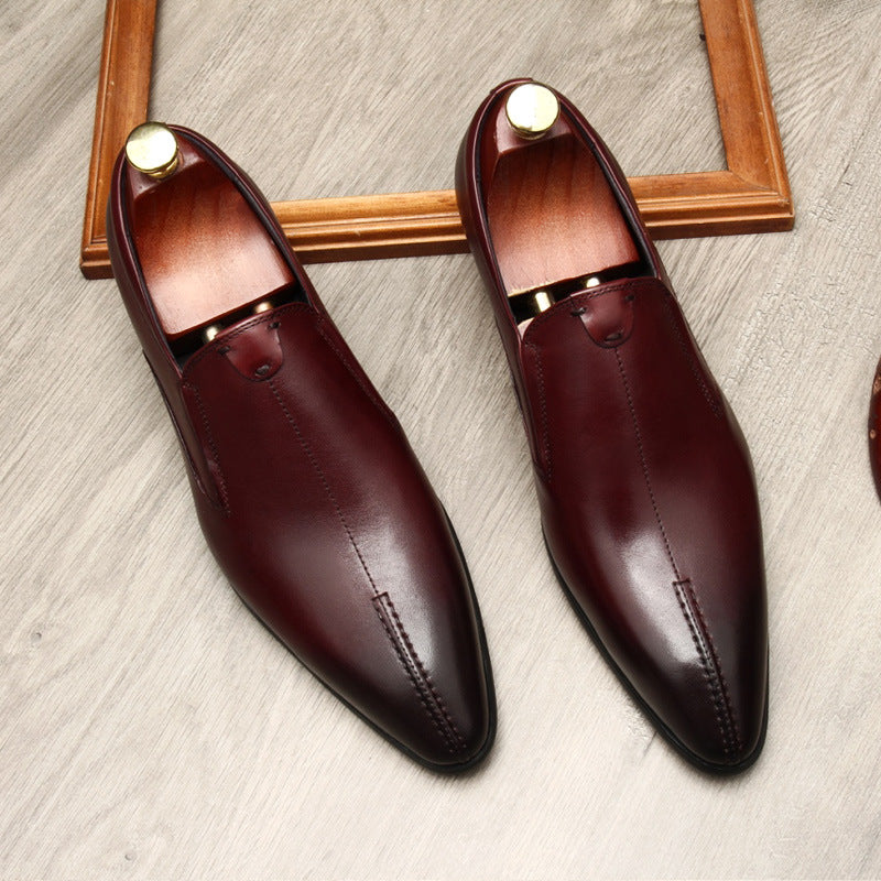 Men's Minimalist Pointed Toe Leather Dress Loafers