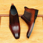 Men's Genuine Leather Slip-On Chelsea Dress Boots