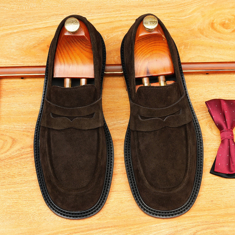 Men's Suede Round Toe Slip-On Formal Loafers