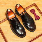 Men's High-Gloss Tassel Platform Leather Loafers