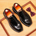 Men's Polished Pointed Toe Chunky Sole Leather Loafers