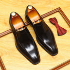 Men's Burnished Patent Leather Pointed Toe Loafers