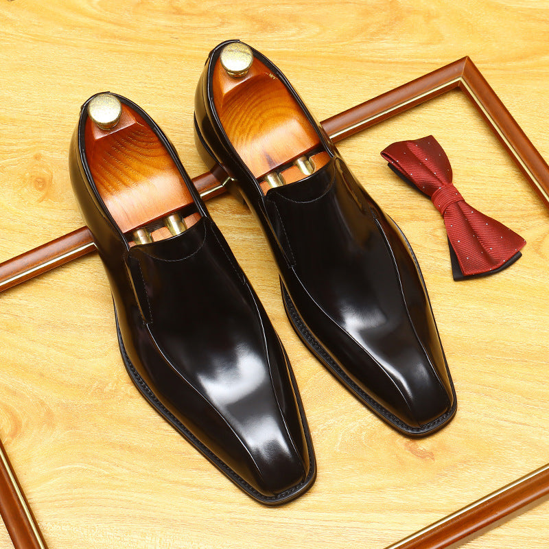 Men's Burnished Patent Leather Pointed Toe Loafers