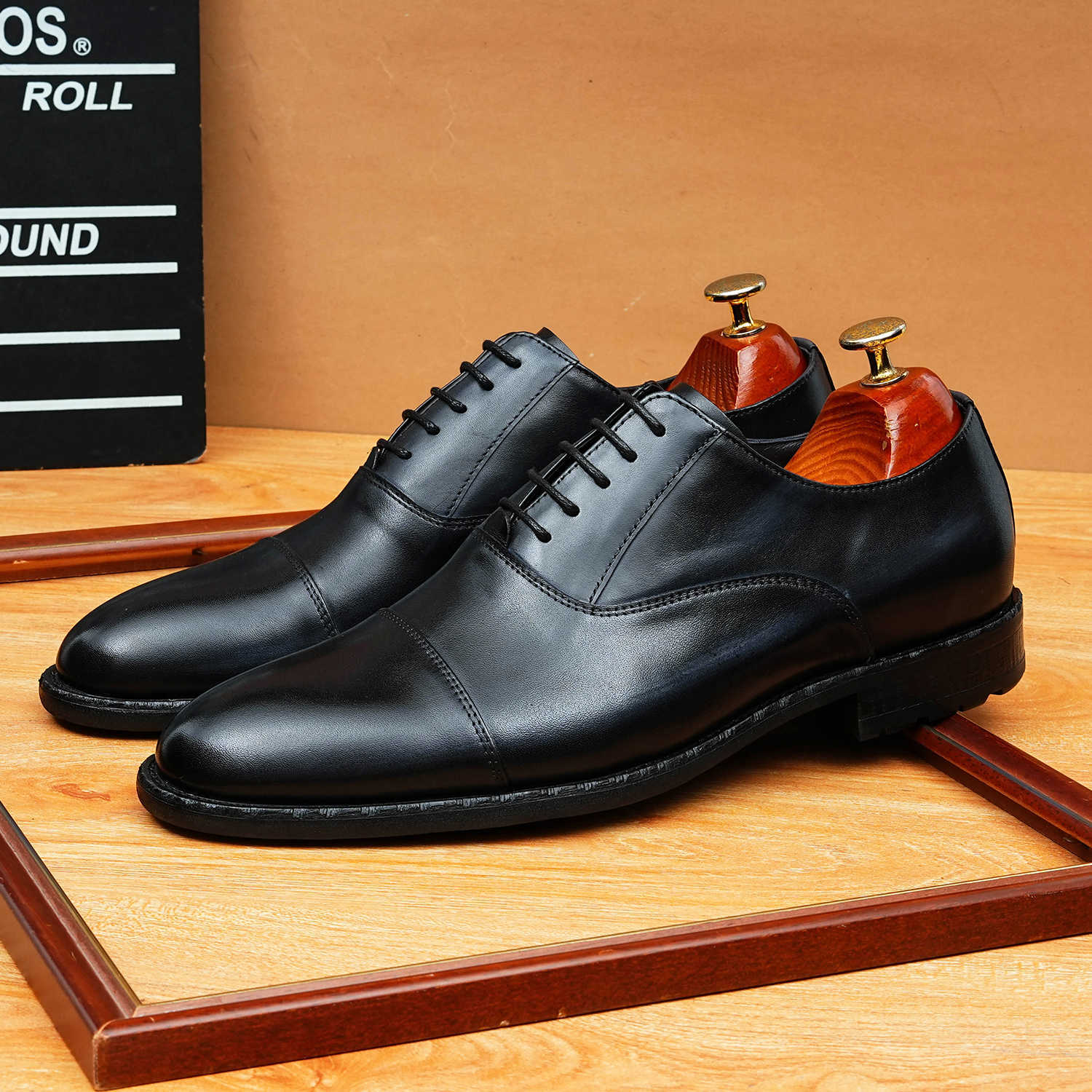 bomeishoes Fashion leather oxford shoes mens Lace-up dress shoes