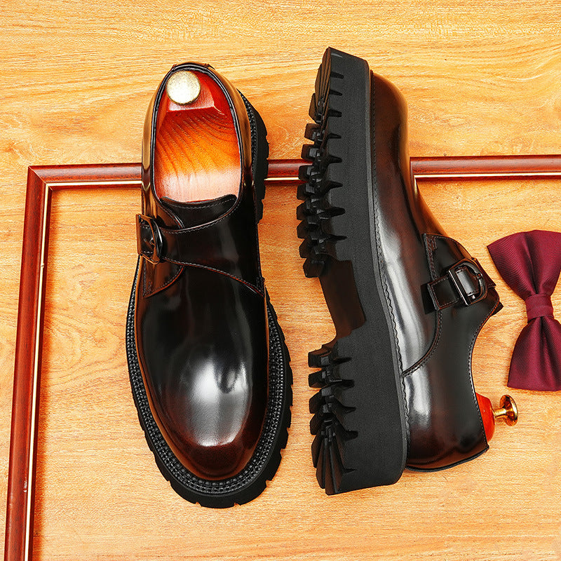 Men's Minimal Single Monk Strap Leather Formal Shoes