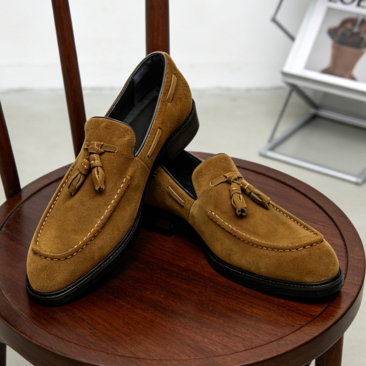 Men's Classic Suede Tassel Dress Loafers