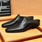 Men's Cutout Leather Closed-Toe Mule Loafers
