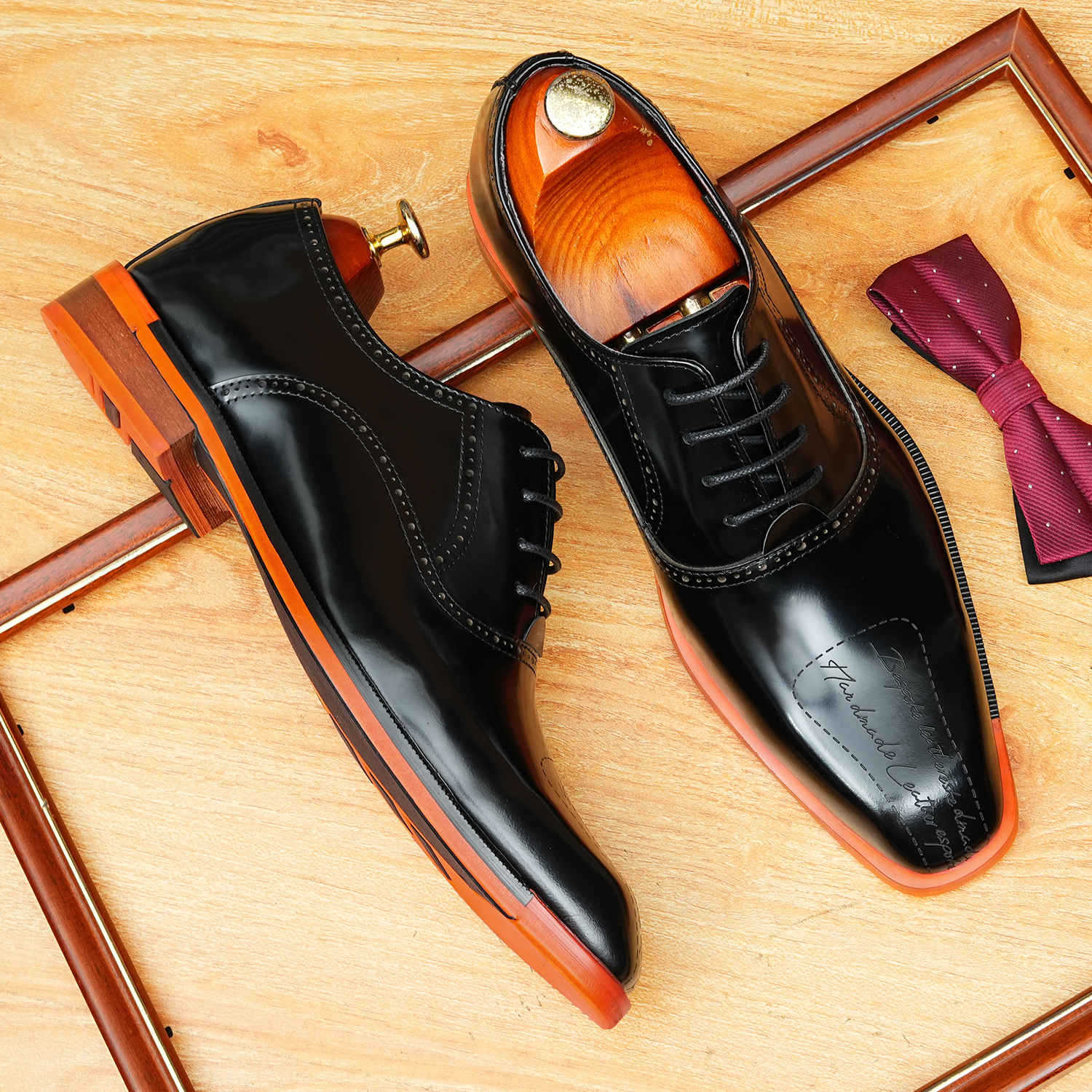 Black Classic Genuine Leather Oxford Wedding Shoes for Men