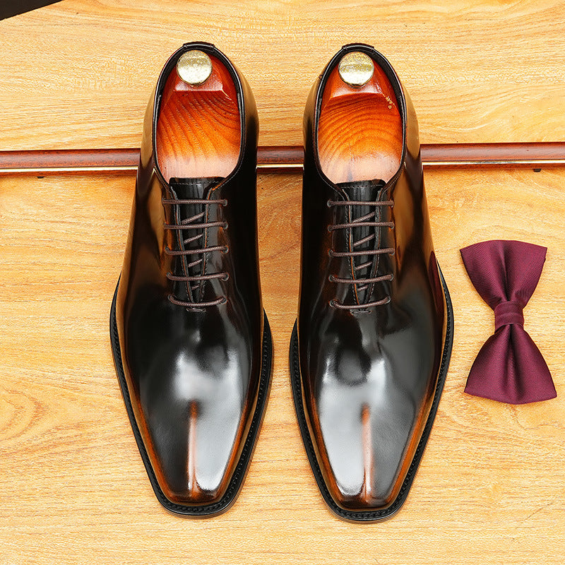 bomeishoes Fashion mens leather smart Oxford dress shoes Dark Brown