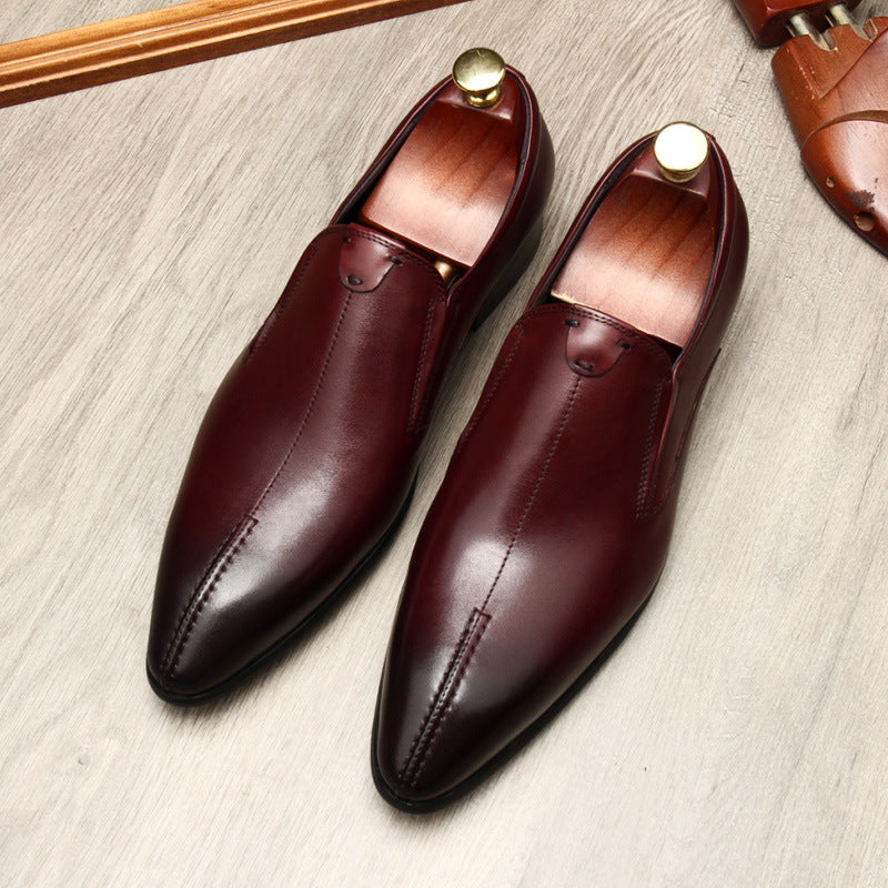 Men's Minimalist Pointed Toe Leather Dress Loafers