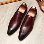 Men's Minimalist Pointed Toe Leather Dress Loafers