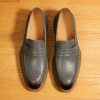 Men's Dot-Pattern Pointed Toe Leather Dress Loafers