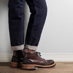 Men's Leather Textured Cap Toe Lug Sole Lace-Up Boots