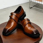 Men's Square Toe Instep Buckle Leather Formal Shoes