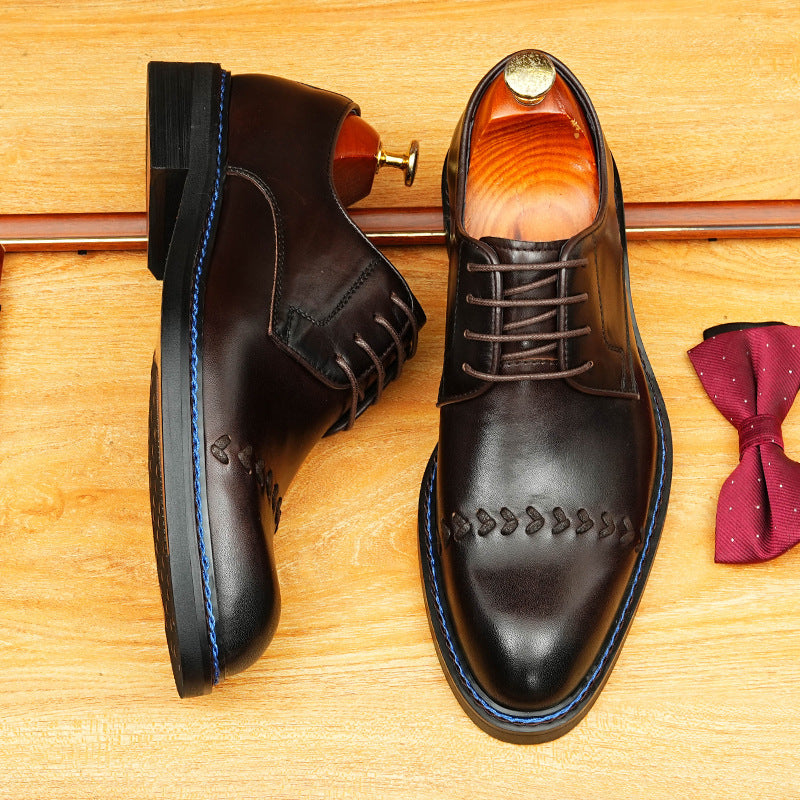 Dark Brown Oxford Style Lace-up Dress Shoes for Men
