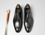 Men's Hand-Burnished Leather Wingtip Brogue Derby Shoes