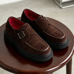 Men's Round Toe Suede Single Monk Strap Formal Shoes