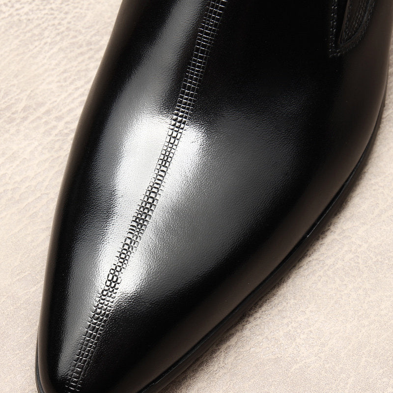 Men's Polished Leather Pointed Toe Dress Loafers